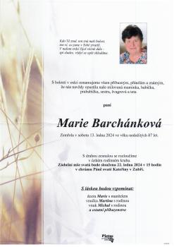 Smuteční oznámení Marie Barchánková