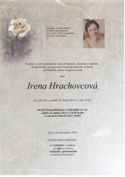 Smuteční oznámení Irena Hrachovcová