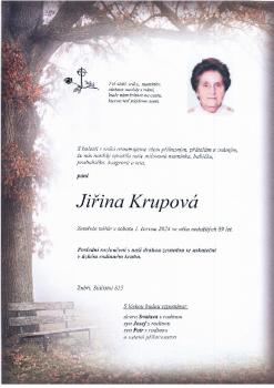 Smuteční oznámení Jiřina Krupová