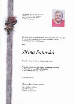 Smuteční oznámení Jiřina Satinská