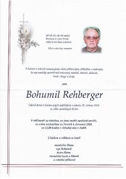 Smuteční oznámení Bohumil Rehberger
