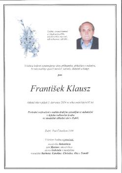 Smuteční oznámení František Klausz