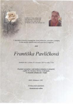 Smuteční oznámení Františka Pavlíčková