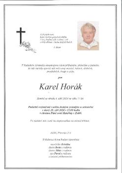 Smuteční oznámení Karel Horák